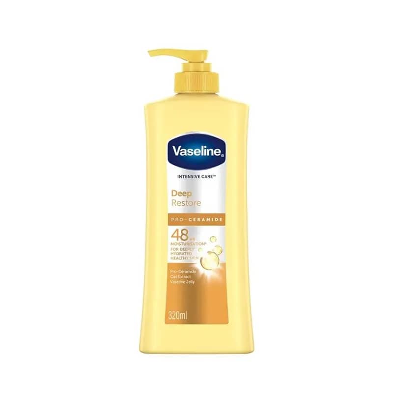 Lotion Corporelle Vaseline Intensive Care Deep Restore – Pro-Ceramide & Extrait d'Avoine – Hydratation 48h – 320ml