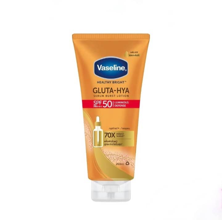 Lotion Sérum Vaseline Healthy Bright Gluta-Hya – Luminous Defense – SPF 50 PA+++ – Éclat & Haute Protection Solaire – 260ml