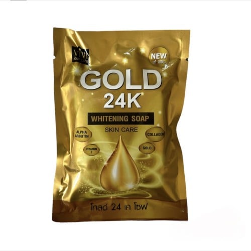 Savon Gold 24K Whitening Soap – Éclat Royal & Anti-Âge – Or Pur, Alpha Arbutine & Collagène – Soin Visage et Corps