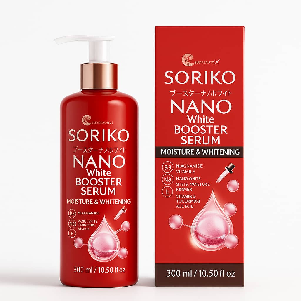 Soriko Nano White Booster Serum – Concentré Éclaircissant & Hydratant – Technologie Nano White & Niacinamide – 300ml